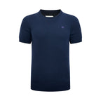 Men Crew Neck Short‑Sleeve Knit Sweater, Small Horse Embroidery