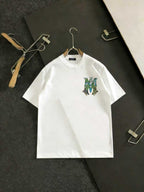 Amiri Camo Monogram Chest Graphic Crew‑Neck Short‑Sleeve T‑Shirt