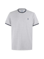 Men's Ringer‑Trim Crew‑Neck Short‑Sleeve T‑Shirt, Small Pony Embroidery