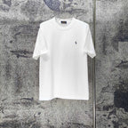 Men's Crew‑Neck Short‑Sleeve T‑Shirt with Small Blue Pony Embroidery