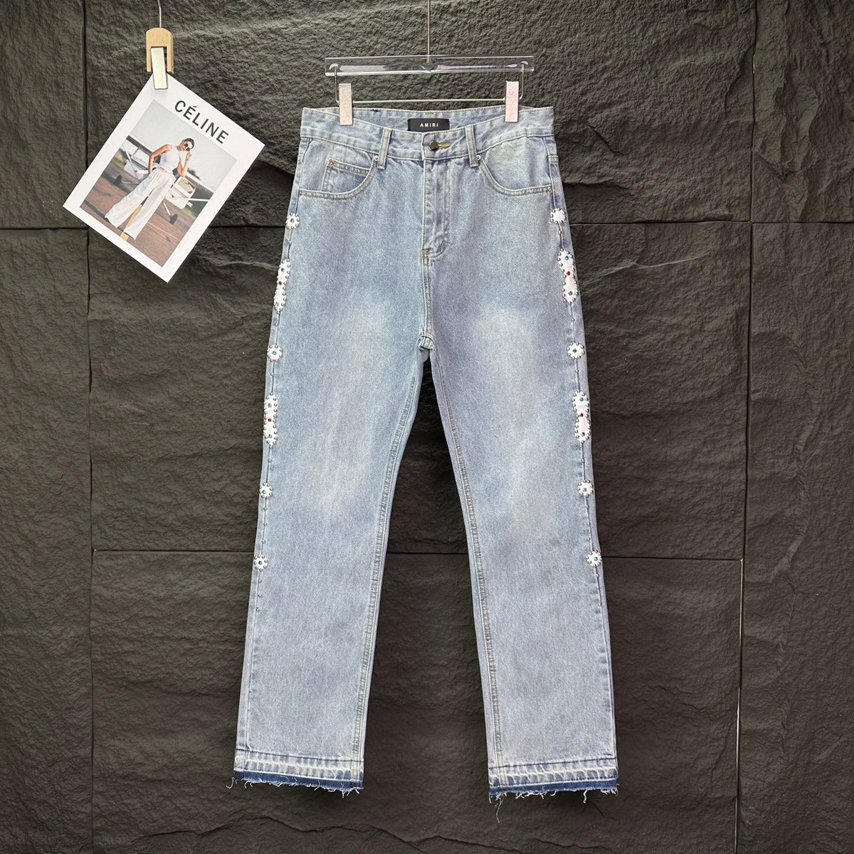 AMIRI Rhinestone‑Embellished Flared Denim Jeans