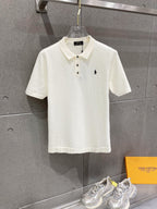 Ralph Lauren Men's Knit Short‑Sleeve Polo Shirt With Black Pony Logo
