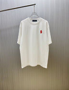 Men's Crew‑Neck Short‑Sleeve T‑Shirt with Red Pony Embroidery