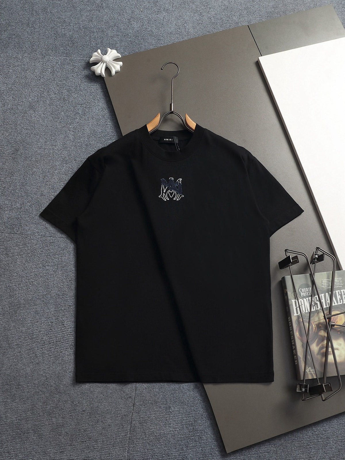 AMIRI MA Heart Motif Crew Neck Short‑Sleeve T‑Shirt
