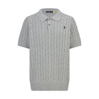 Polo Ralph Lauren Men’s Cable‑Knit Short‑Sleeve Polo Shirt With Navy Pony Embroidery