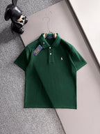 Kids Pique Knit Short‑Sleeve Polo Shirt Small Horse Embroidery Solid White Casual Top