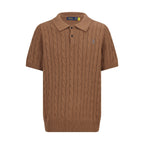 Polo Ralph Lauren Men’s Cable‑Knit Short‑Sleeve Polo Shirt With Navy Pony Embroidery