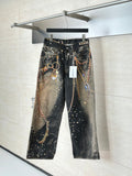 Acne Studios Chain‑Print Wide‑Leg Vintage‑Wash Denim Jeans