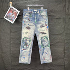 Acne Studios Distressed Paint‑Splatter Patchwork Straight‑Leg Jeans