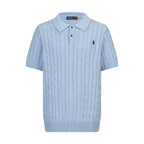 Polo Ralph Lauren Men’s Cable‑Knit Short‑Sleeve Polo Shirt With Navy Pony Embroidery