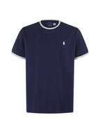 Men's Ringer‑Trim Crew‑Neck Short‑Sleeve T‑Shirt, Small Pony Embroidery