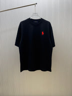 Men's Crew‑Neck Short‑Sleeve T‑Shirt with Red Pony Embroidery
