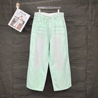 Acne Studios Mint Wash Paint‑Splatter Wide‑Leg Jeans