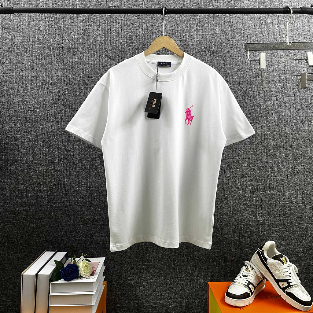 Polo Ralph Lauren Men’s Crew‑Neck Short‑Sleeve T‑Shirt With Pink Pony Embroidery