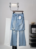 Acne Studios Distressed Layer‑Look Denim Skirt‑Trousers
