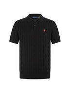 Polo Ralph Lauren Men’s Cable‑Knit Short‑Sleeve Polo Sweater, Small Red Pony Embroidery