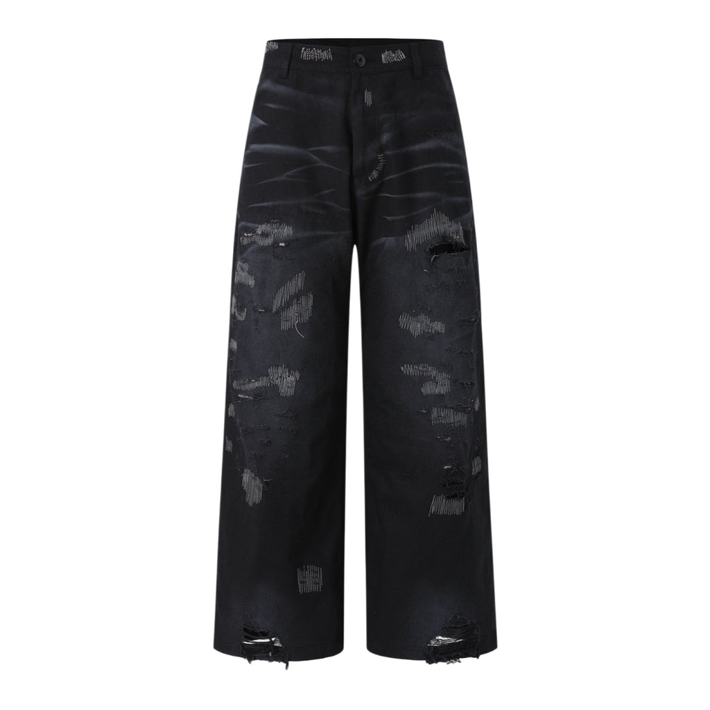 Acne Studios Distressed Washed‑Out Wide‑Leg Trousers