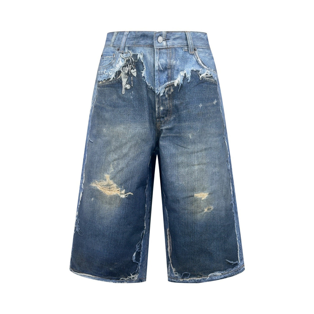 Acne Studios Distressed Denim Knee‑Length Shorts