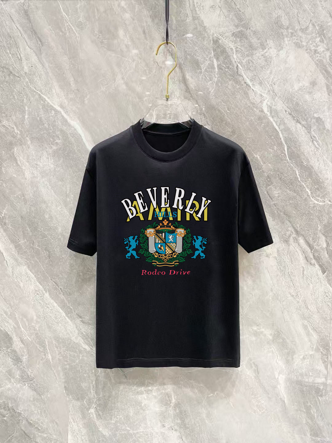 AMIRI Beverly Hills Rodeo Drive Crest Graphic Short‑Sleeve Tee