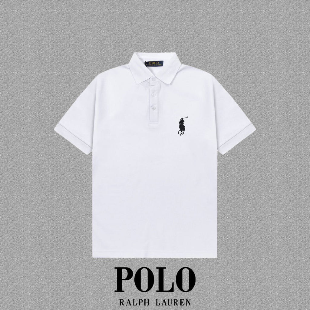 Men's Classic Collar Short‑Sleeve Polo Shirt Small Horse Embroidery Solid Casual Top