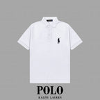 Men's Classic Collar Short‑Sleeve Polo Shirt Small Horse Embroidery Solid Casual Top