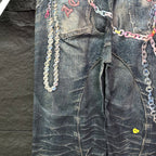Acne Studios Colorful Chain‑Ornament Wide‑Leg Jeans