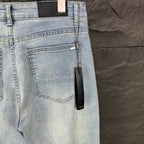 AMIRI White Ribbed Patch Distressed Slim‑Fit Denim Jeans