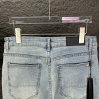 AMIRI White Ribbed Patch Distressed Slim‑Fit Denim Jeans