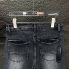 AMIRI White Ribbed Patch Distressed Slim‑Fit Denim Jeans