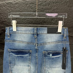 AMIRI Yellow Patch Distressed Printed Slim‑Fit Denim Jeans
