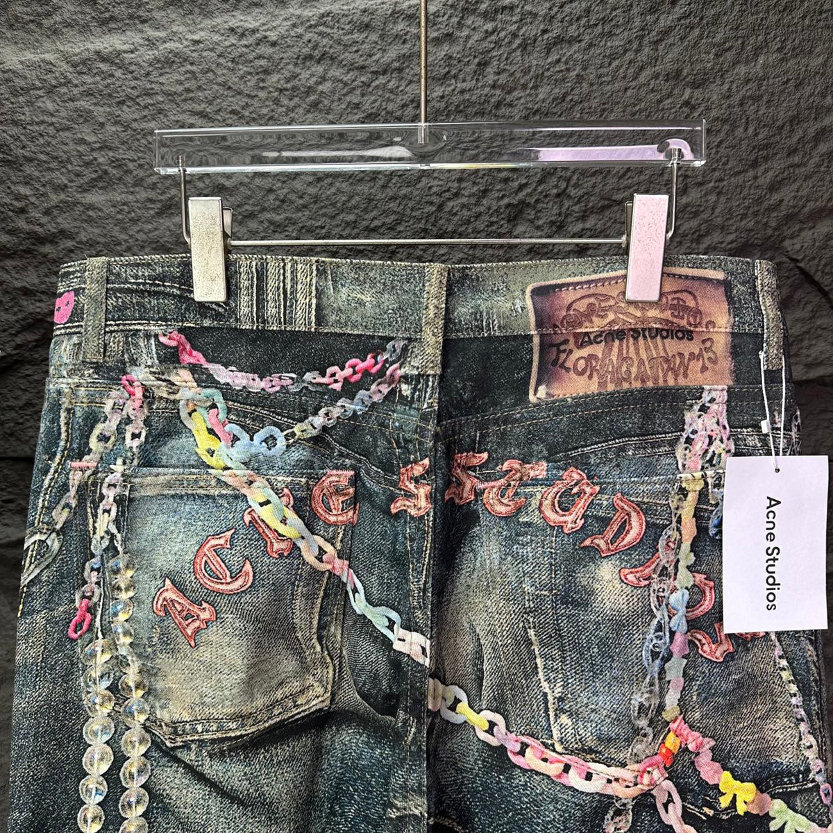 Acne Studios Colorful Chain‑Ornament Wide‑Leg Jeans