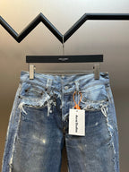 Acne Studios Heavy Distressed Frayed Edge Wide‑Leg Jeans