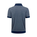 Polo Ralph Lauren Men's Striped Short‑Sleeve Knit Polo Shirt, Small Navy Pony Embroidery
