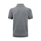 Men Short‑Sleeve Knit Polo Shirt, Small Horse Embroidery