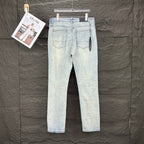 AMIRI Blue Ribbed Patch Diamond‑Rip Distressed Slim‑Fit Denim Jeans