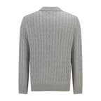 Polo Ralph Lauren Men’s Cable‑Knit Collared Button‑Up Cardigan With Navy Pony Embroidery