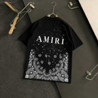 Amiri Bandana Splash Print Crew‑Neck Short‑Sleeve T‑Shirt