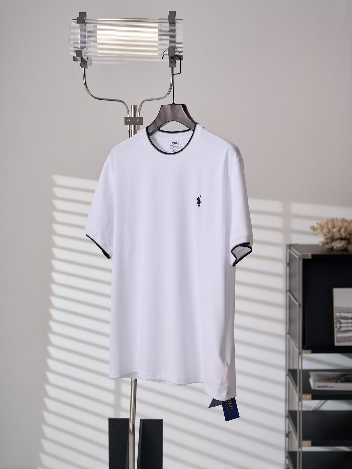 Polo Ralph Lauren Men's Contrast‑Trim Crew‑Neck Short‑Sleeve T‑Shirt, Navy Pony Embroidery