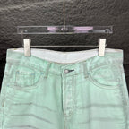 Acne Studios Mint Wash Paint‑Splatter Wide‑Leg Jeans