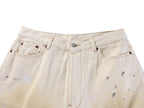 cne Studios Vintage Paint‑Splatter Denim Jort Shorts