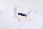 Polo Ralph Lauren Men's Terry‑Cloth Johnny Collar Pocket Short‑Sleeve Polo Shirt, Navy Pony Embroidery