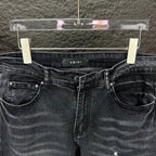 AMIRI White Ribbed Patch Distressed Slim‑Fit Denim Jeans