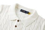 Polo Ralph Lauren Men’s Cable‑Knit Short‑Sleeve Polo Shirt With Navy Pony Embroidery