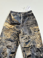 Acne Studios Graffiti‑Print Distressed Wide‑Leg Jeans