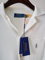 Polo Ralph Lauren Men's Camp‑Collar Button‑Front Waffle‑Knit Short‑Sleeve Shirt, Grey Pony Embroidery
