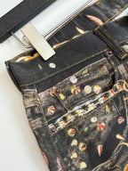Acne Studios Chain‑Print Wide‑Leg Vintage‑Wash Denim Jeans