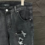 AMIRI Studded Multi‑Rip Distressed Slim‑Fit Denim Jeans