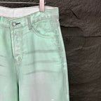 Acne Studios Mint Wash Paint‑Splatter Wide‑Leg Jeans