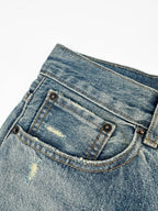 Acne Studios Distressed Flared Leg Vintage Wash Denim Jeans