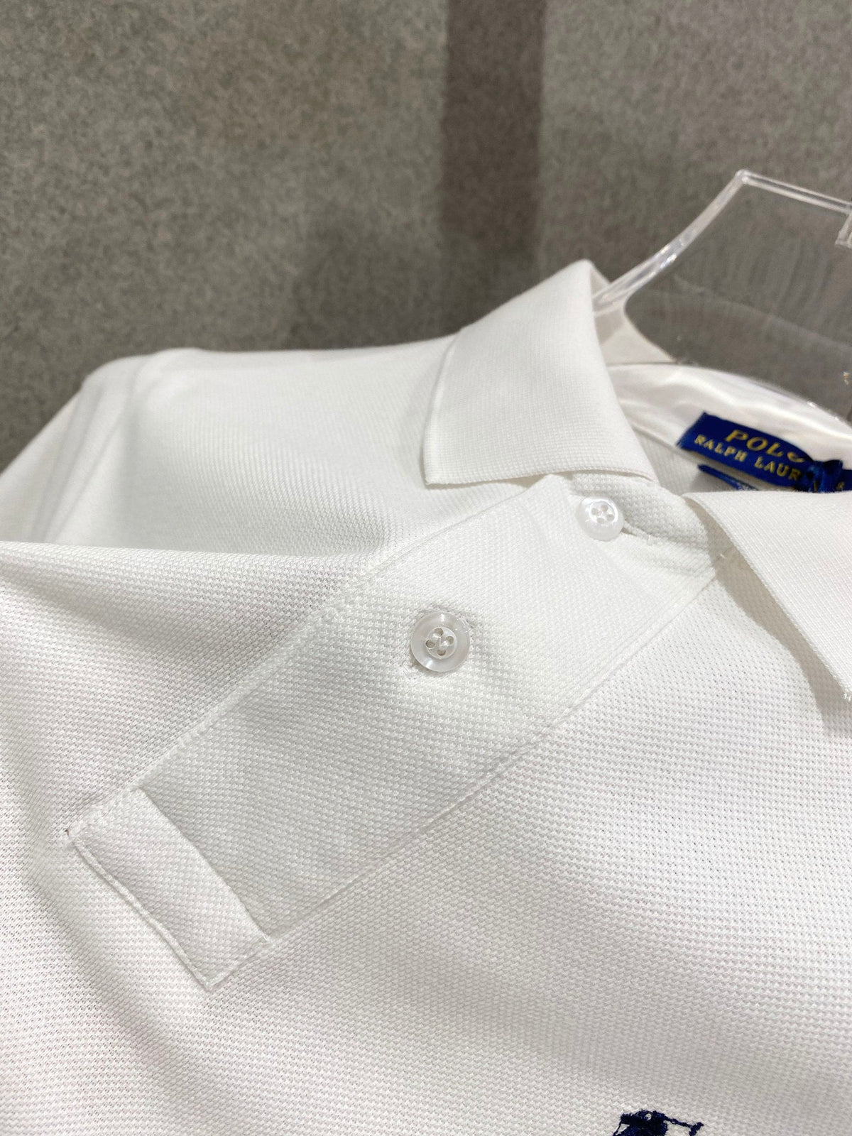 Men's Pique Short‑Sleeve Polo Shirt Small Horse Embroidery Solid White Casual Top